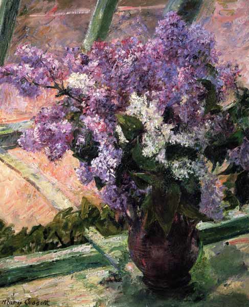 Lilacs in a Window od Mary Cassatt