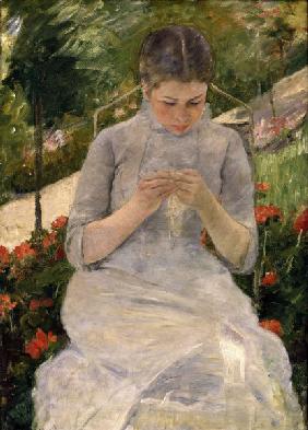 M.Cassatt / Young girl in garden / 1880