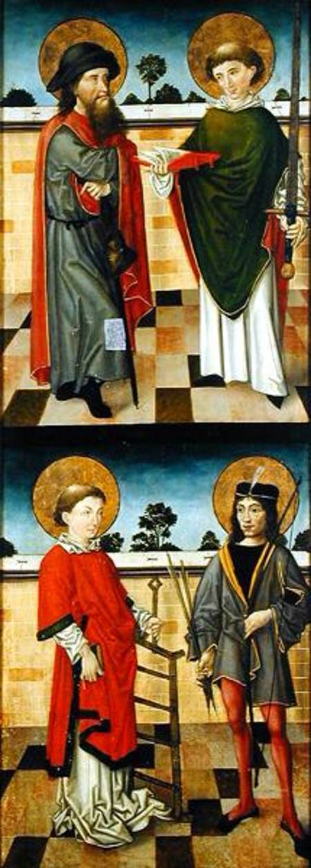 Top: St. Jacob as a Pilgrim and St. Matthew Holding a Book and a Sword; Bottom: St. Lawrence Holding od Master of the Luneburg Footwashers