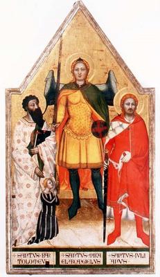 St. Michael the Archangel with St. Bartholomew and St. Julian (tempera on panel) od Master of the Rinuccini Chapel