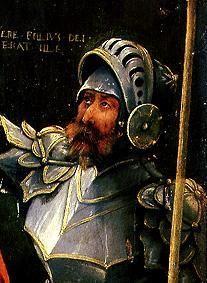 Crucifixion Christi detail: Warrior in armour