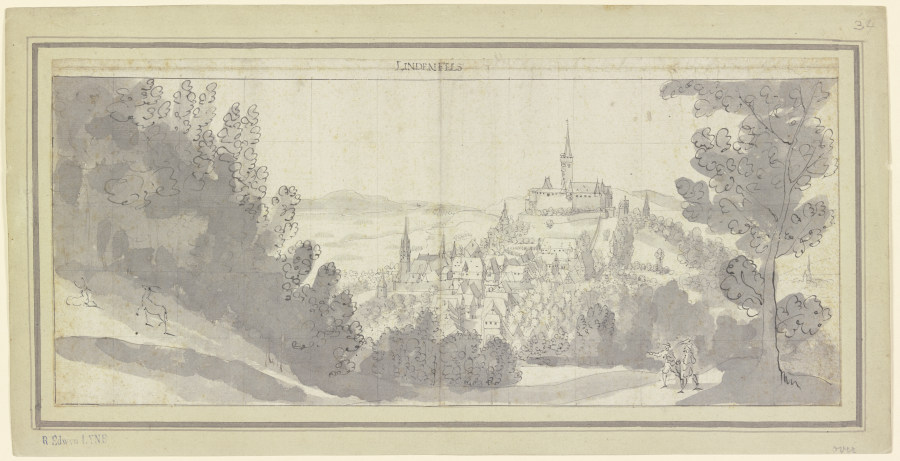 Blick auf Stadt und Burg Lindenfels im Odenwald od Matthäus Merian d. Ä.