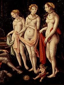 (the three graces detail from the painting the destruction Trojas) od Matthias Gerung