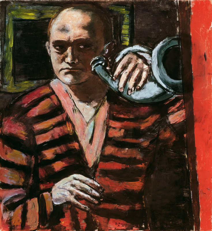 Self-portrait with horn od Max Beckmann