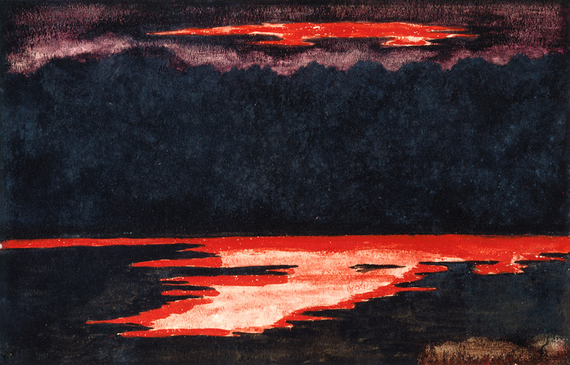Sonnenuntergang. Um 1896. (Mit Bezeichnung: Selbst entworfen) od Max Beckmann