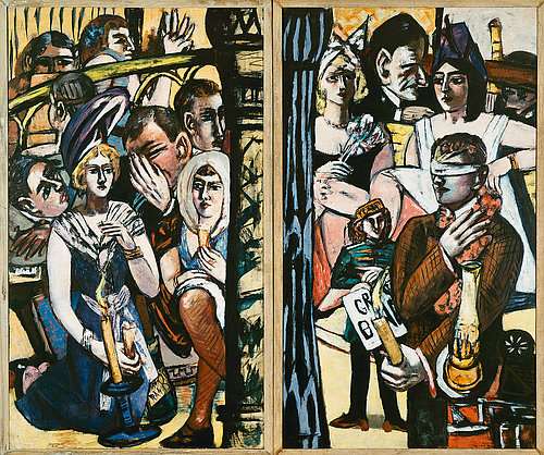 Blind mans bluff (Blinde Kuh). Right and left panel of the triptych. 1945 od Max Beckmann