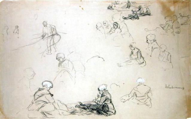 A study of net repairers (chalk and charcoal on paper) od Max Liebermann
