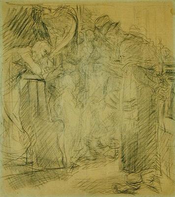Composition sketch for Christ in the Temple (pencil on paper) od Max Liebermann
