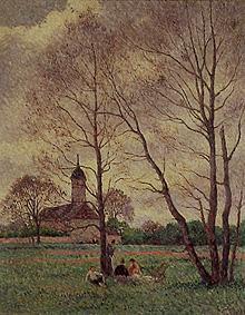 Spring landscape at a church od Maximilien Luce