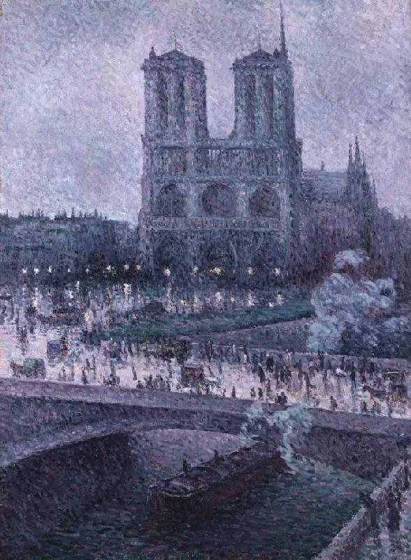 Seinebrücke and Notre lady in the evening light od Maximilien Luce
