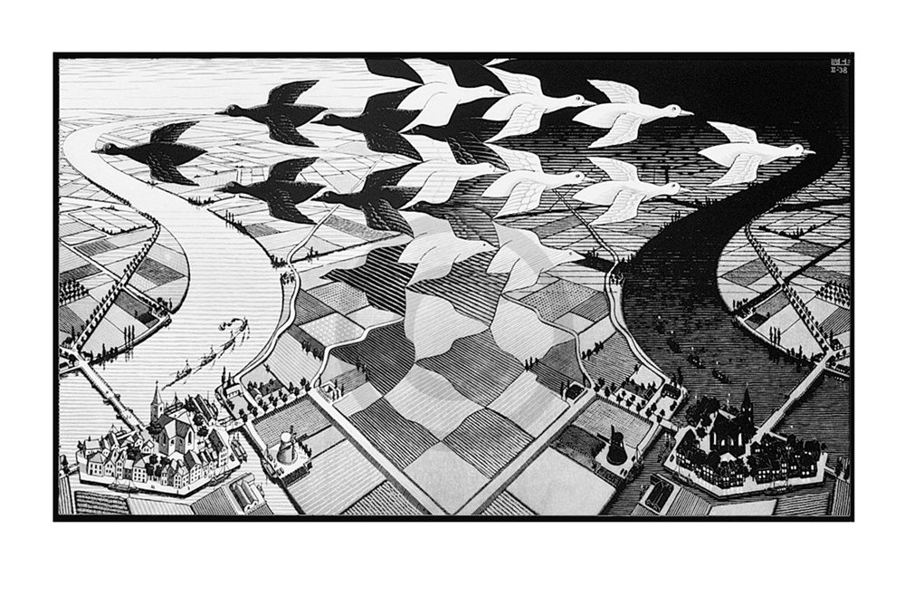 Obraz: M.c. Escher - Tag und Nacht  - (ESE-07)
