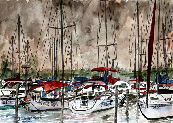 Painting of sail boats od Derek McCrea