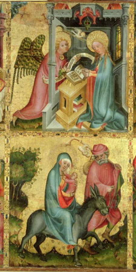 The Annunciation and the Flight into Egypt, from the Buxtehude Altar od Meister Bertram
