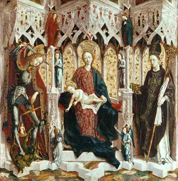 The Virgin and Child Enthroned, c.1475 (oil on silver fir) od Michael Pacher