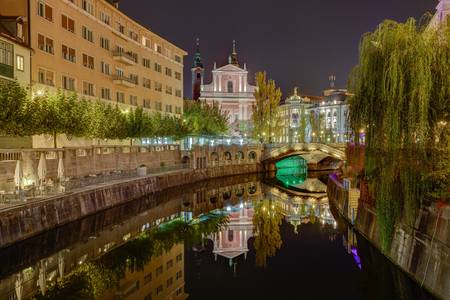 Ljubljana in Slowenien bei Nacht