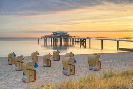 Timmendorfer Strand Blick zur Seebrücke am Morgen