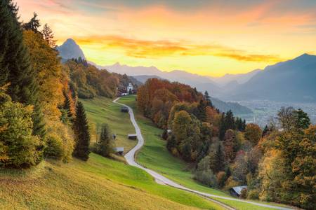 Wamberg bei Garmisch-Partenkirchen im Herbst