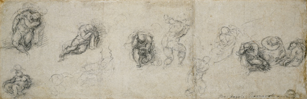 Study of Apostles, c.1550-55 (black chalk on paper) od Michelangelo (Buonarroti)