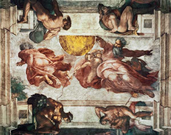 Sistine Chapel Ceiling: Creation of the Sun and Moon, 1508-12 od Michelangelo (Buonarroti)