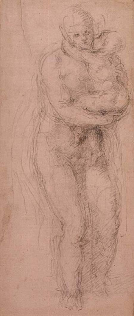 Madonna and Child, black chalk on paper od Michelangelo (Buonarroti)