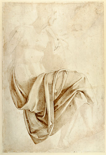 Inv. 1887-5-2-118 Recto (W.10) Study of drapery od Michelangelo (Buonarroti)