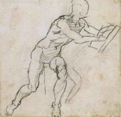 Study of a seated male nude, c.1511 (black chalk on paper) od Michelangelo (Buonarroti)