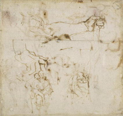 Study of an Arm, c.1511 (pen & ink on paper) od Michelangelo (Buonarroti)