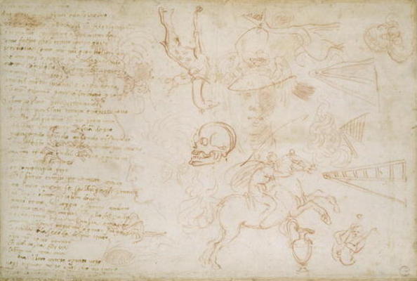Study of heads and animals, c.1525 (red chalk & pen on paper) od Michelangelo (Buonarroti)