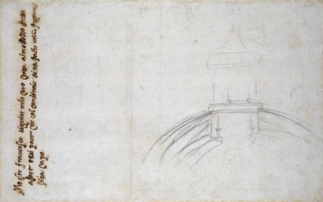Study of the Lantern for St. Peter's, 1557 (black chalk, pen & ink on paper) od Michelangelo (Buonarroti)