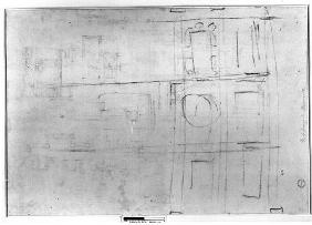 Study for the Ceiling of the Laurentian Library, 1524 (pen & ink on paper)