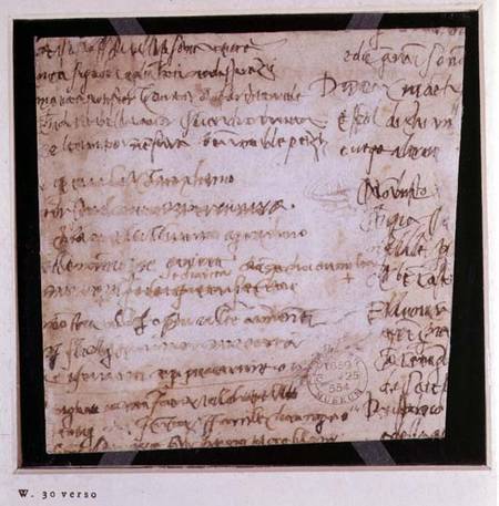 W.30v Fragment of a page of written notes od Michelangelo (Buonarroti)
