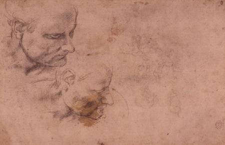 W.60 Sketch of a male head, in two positions cil on od Michelangelo (Buonarroti)