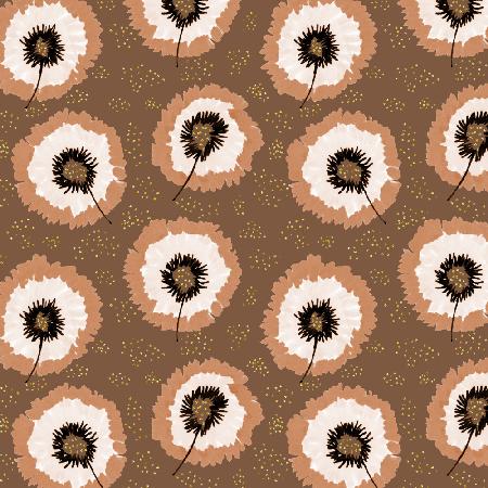 Polka Dot Flower Fringes Mocha Gold