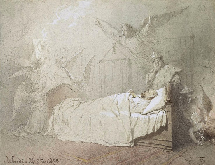 Alexander III on his Deathbed Surrounded by Angels od Mihaly von Zichy