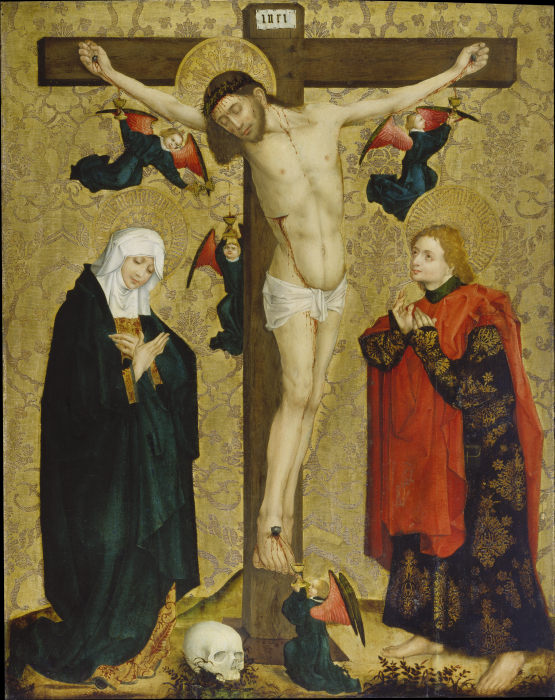 The Crucifixion with Mary and Saint John the Evangelist od Mittelrheinischer Meister um 1450/60