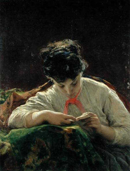 Young Woman Reading od Mose Bianchi