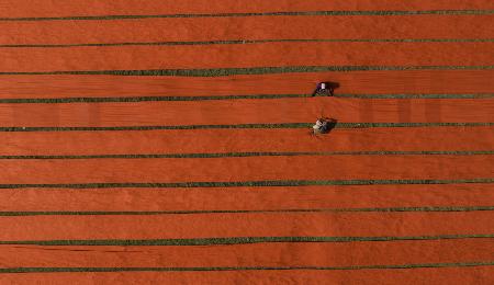 Red clothes drying