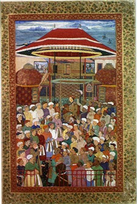 The Court Welcoming Emperor Jahangir (Shah Salim) (1569-1627) od Mughal School