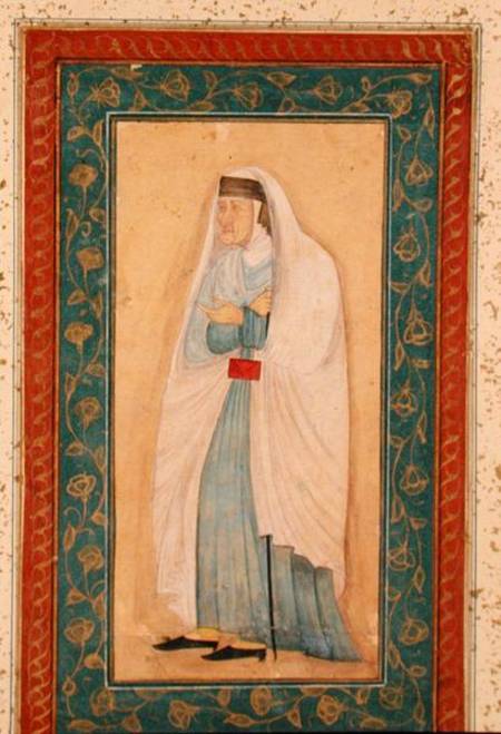 An old woman in Westernised dress, from the Large Clive Album od Mughal School
