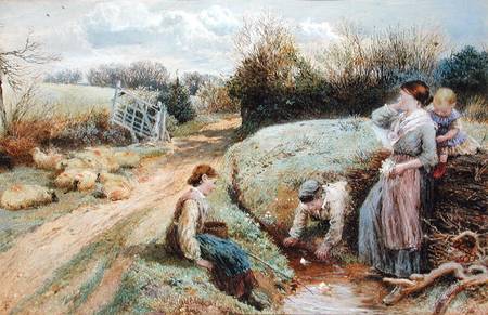 Sailing Toy Boats in the Stream od Myles Birket Foster
