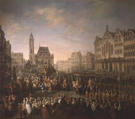 The coronation procession of Joseph II (1741-90), in Romerberg od Mytens (Schule)