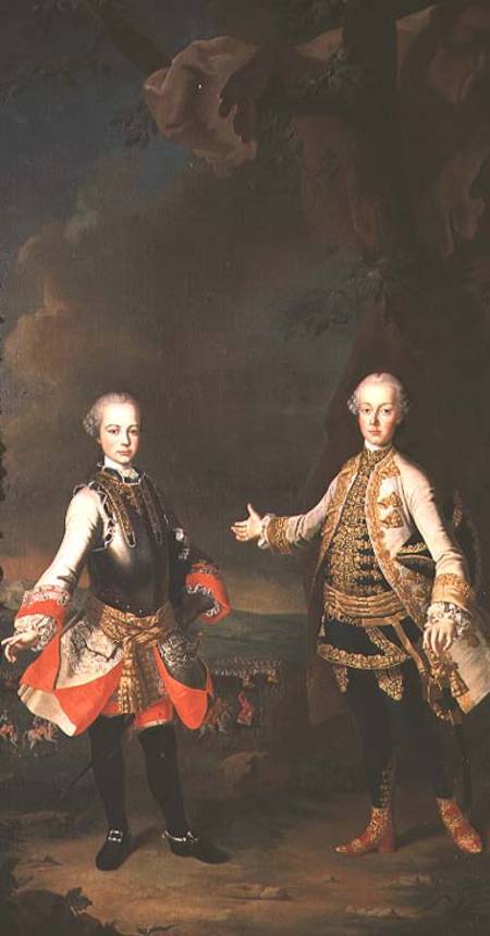 Joseph and Leopold, sons of Francis I and Maria Theresa of Austria, later Joseph II and Leopold II od Mytens (Schule)