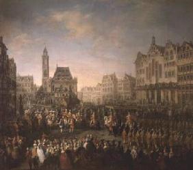 The coronation procession of Joseph II (1741-90), in Romerberg