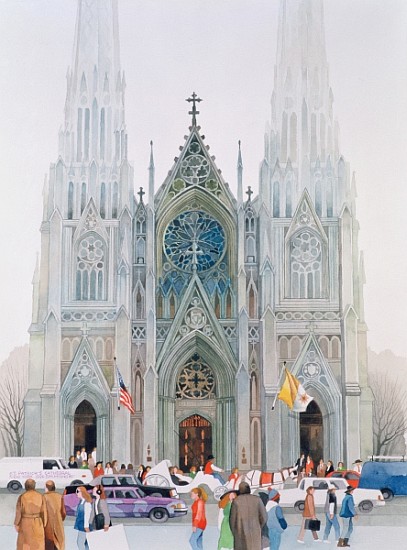 St. Patrick''s Cathedral, New York, 1990 (w/c on paper)  od Myung-Bo  Sim