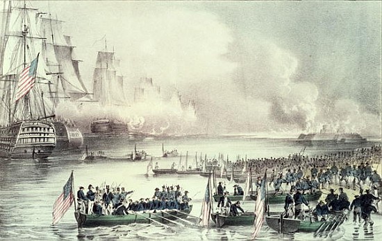 Landing of the American Force at Vera Cruz, under General Scott, March 1847 od N. Currier