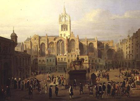 The Parliament Close and Public Figures of Edinburgh od Nasmyth & Stanfield Roberts