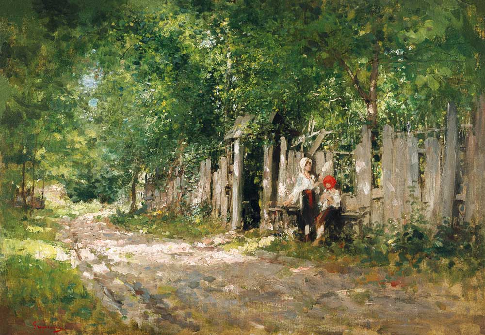 At the garden fence (Romania) od Nicolae Jon Grigorescu