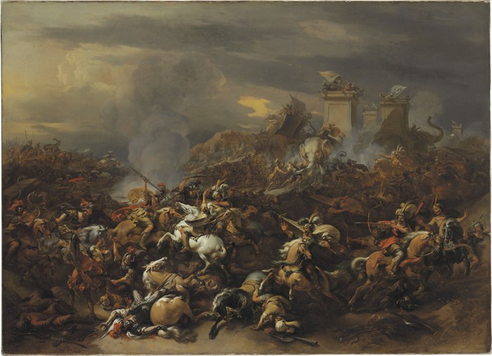 The Battle by Alexander the Great against the king Porus od Nicolaes Berchem