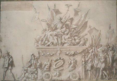 Triumphant Entry of Charles IX (1550-74) (pen & ink on paper) od Nicolo dell' Abate