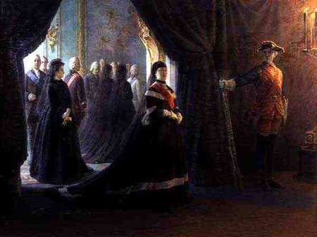 Catherine II (1729-96) at the Coffin of Empress Elizabeth (1709-61) od Nikolai Gay
